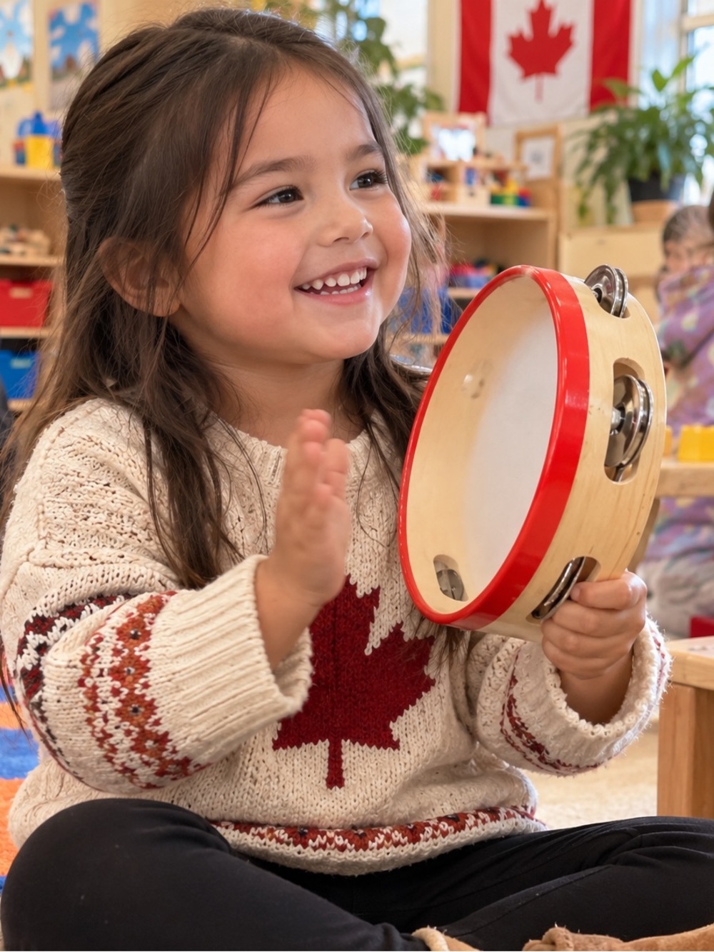 Melissa & Doug Red-Trim Wooden Tambourine